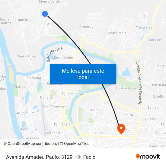 Avenida Amadeu Paulo, 3129 to Facid map