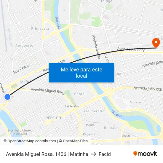Avenida Miguel Rosa, 1406 | Matinha to Facid map