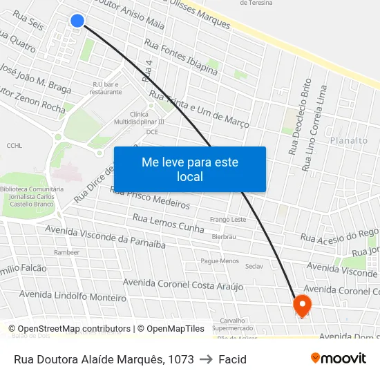 Rua Doutora Alaíde Marquês, 1073 to Facid map