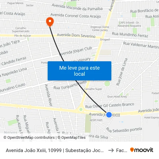 Avenida João Xxiii, 10999 | Subestação Jockey to Facid map