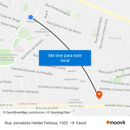 Rua Jornalista Helder Feitosa, 1302 to Facid map