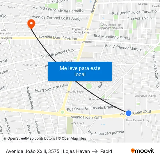 Avenida João Xxiii, 3575 | Lojas Havan to Facid map