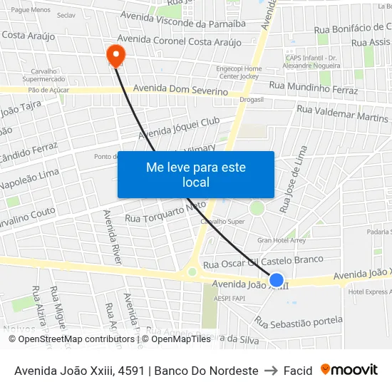 Avenida João Xxiii, 4591 | Banco Do Nordeste to Facid map