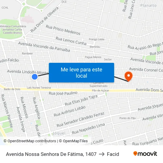 Avenida Nossa Senhora De Fátima, 1407 to Facid map