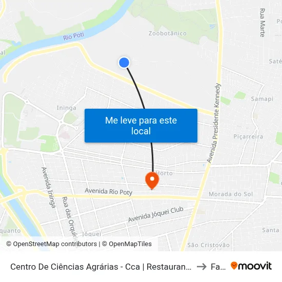 Centro De Ciências Agrárias - Cca | Restaurante Universitário 3 to Facid map