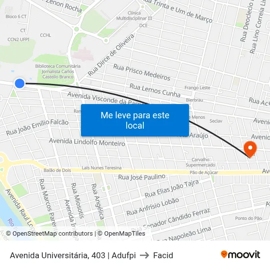 Avenida Universitária, 403 | Adufpi to Facid map