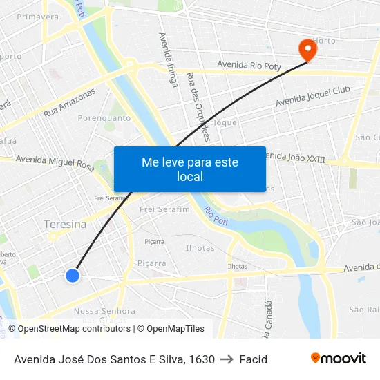 Avenida José Dos Santos E Silva, 1630 to Facid map