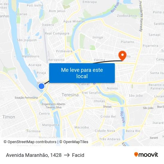Avenida Maranhão, 1428 to Facid map