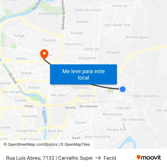 Rua Luís Abreu, 7132 | Carvalho Super to Facid map