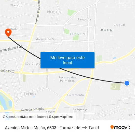 Avenida Mirtes Melão, 6803 | Farmazade to Facid map