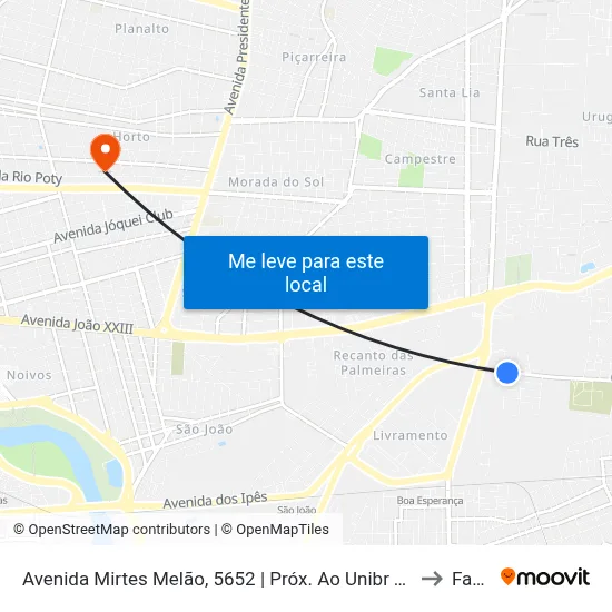Avenida Mirtes Melão, 5652 | Próx. Ao Unibr Teresina to Facid map