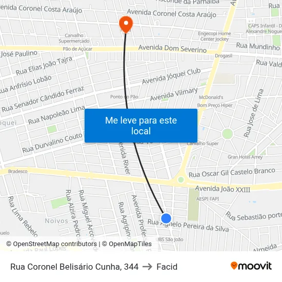 Rua Coronel Belisário Cunha, 344 to Facid map
