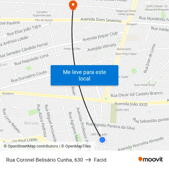 Rua Coronel Belisário Cunha, 630 to Facid map