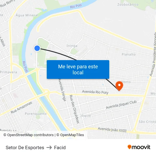 Setor De Esportes to Facid map