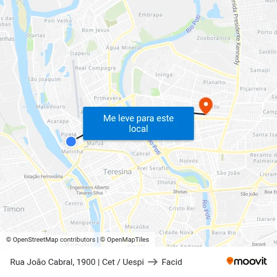 Rua João Cabral, 1900 | Cet / Uespi to Facid map