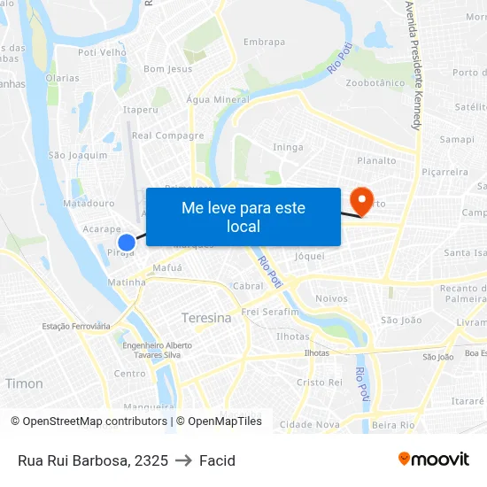 Rua Rui Barbosa, 2325 to Facid map