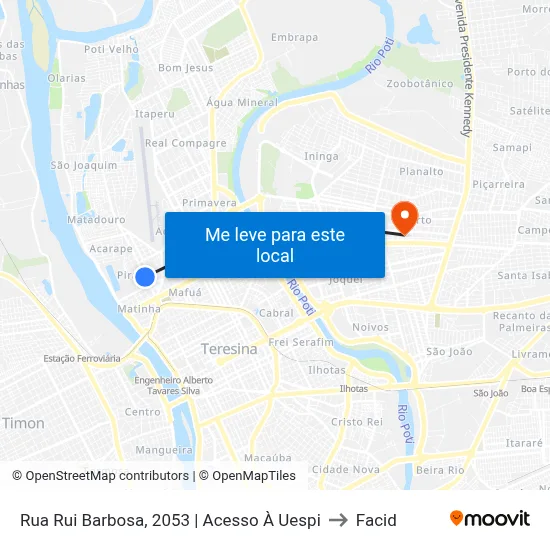 Rua Rui Barbosa, 2053 | Acesso À Uespi to Facid map