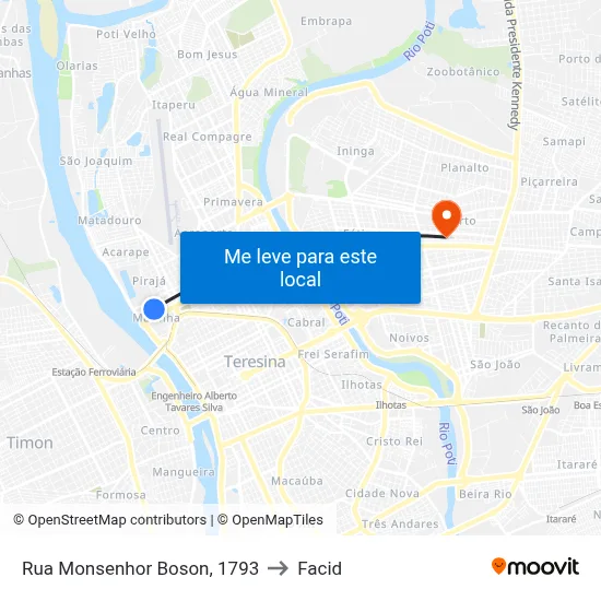 Rua Monsenhor Boson, 1793 to Facid map