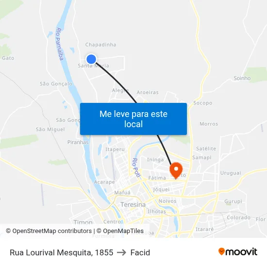 Rua Lourival Mesquita, 1855 to Facid map