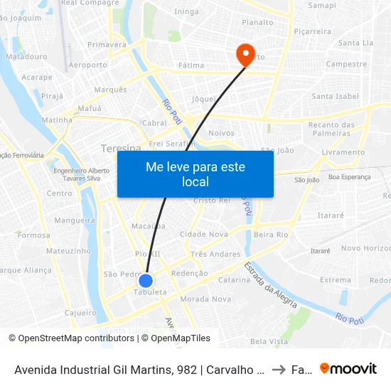 Avenida Industrial Gil Martins, 982 | Carvalho Supermercado to Facid map