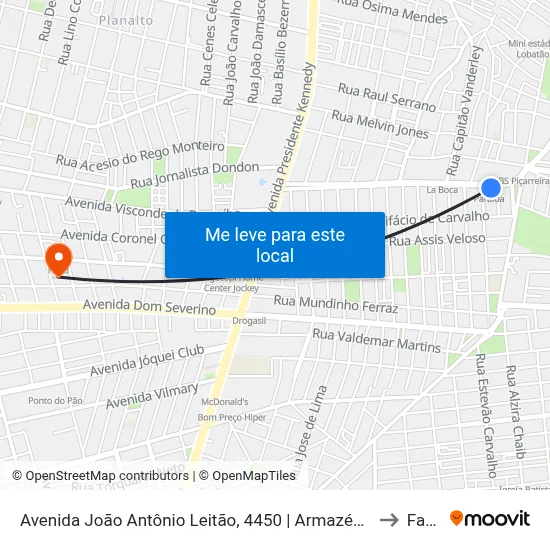Avenida João Antônio Leitão, 4450 | Armazém Paraíba to Facid map