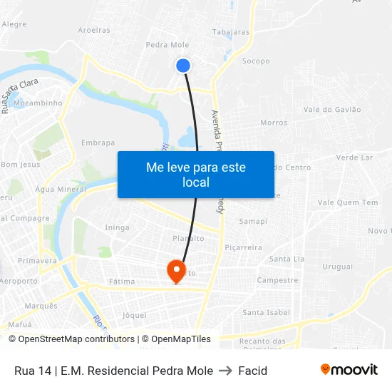 Rua 14 | E.M. Residencial Pedra Mole to Facid map