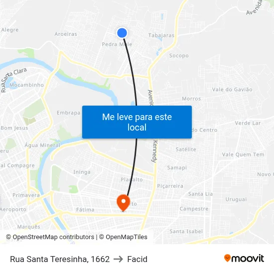 Rua Santa Teresinha, 1662 to Facid map