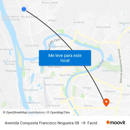 Avenida Conquista Francisco Nogueira 08 to Facid map