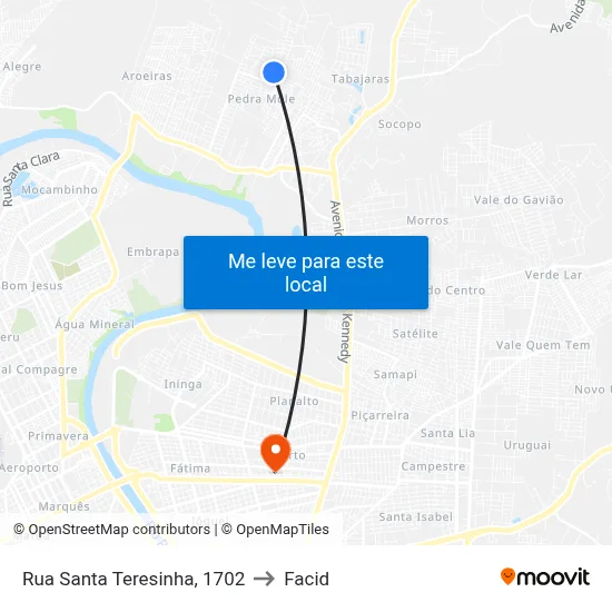 Rua Santa Teresinha, 1702 to Facid map