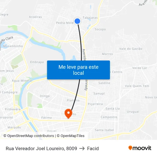 Rua Vereador Joel Loureiro, 8009 to Facid map