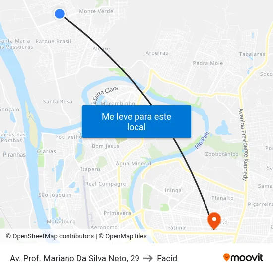 Av. Prof. Mariano Da Silva Neto, 29 to Facid map