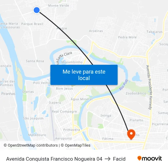 Avenida Conquista Francisco Nogueira 04 to Facid map