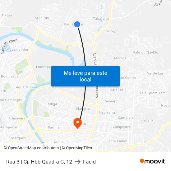 Rua 3 | Cj. Hbb-Quadra G, 12 to Facid map