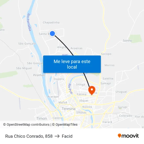 Rua Chico Conrado, 858 to Facid map