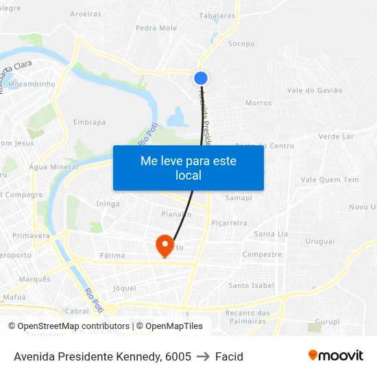 Avenida Presidente Kennedy, 6005 to Facid map