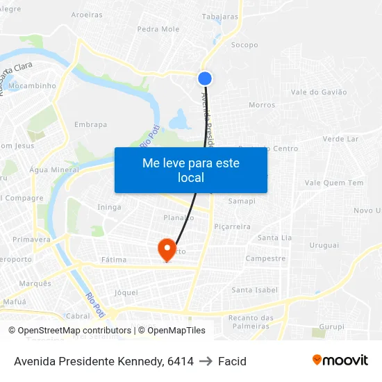 Avenida Presidente Kennedy, 6414 to Facid map