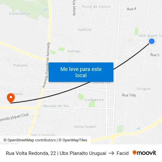 Rua Volta Redonda, 22 | Ubs Planalto Uruguai to Facid map