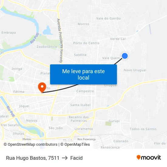 Rua Hugo Bastos, 7511 to Facid map