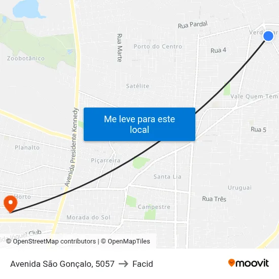 Avenida São Gonçalo, 5057 to Facid map