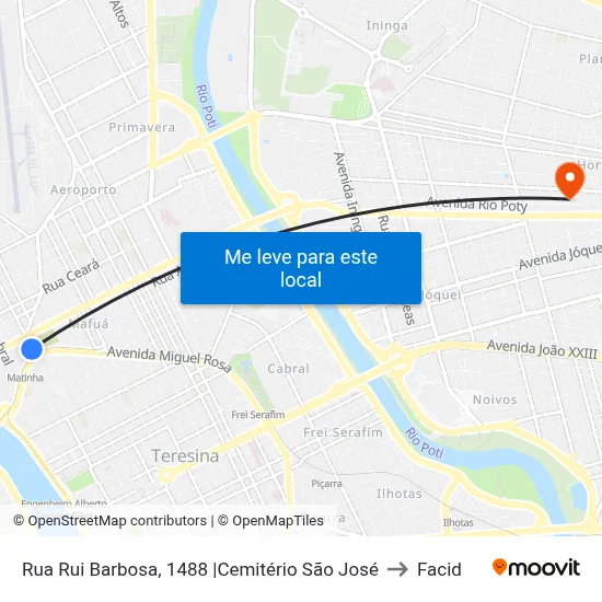 Rua Rui Barbosa, 1488 |Cemitério São José to Facid map