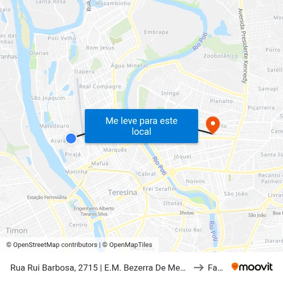 Rua Rui Barbosa, 2715 | E.M. Bezerra De Menezes to Facid map