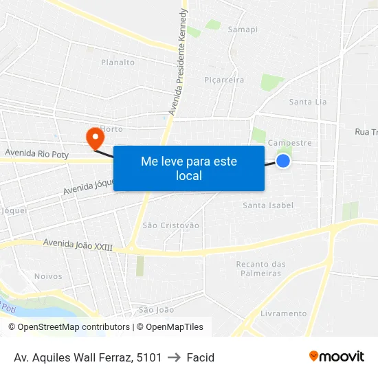 Av. Aquiles Wall Ferraz, 5101 to Facid map