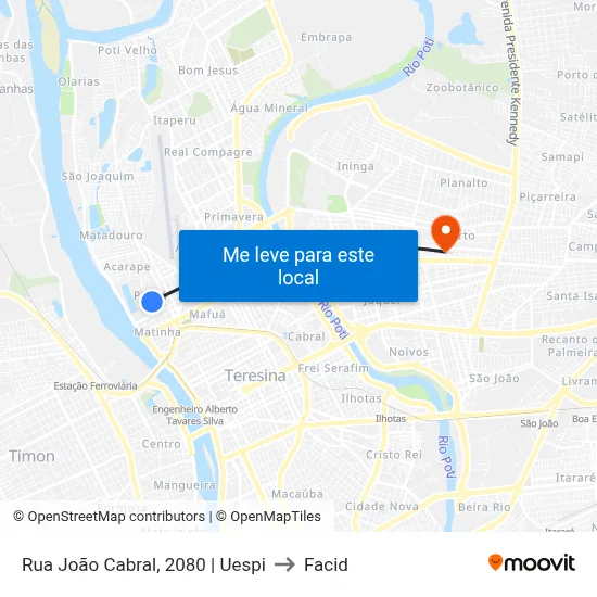 Rua João Cabral, 2080 | Uespi to Facid map
