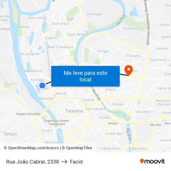 Rua João Cabral, 2338 to Facid map