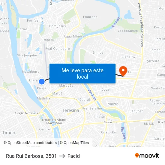 Rua Rui Barbosa, 2501 to Facid map