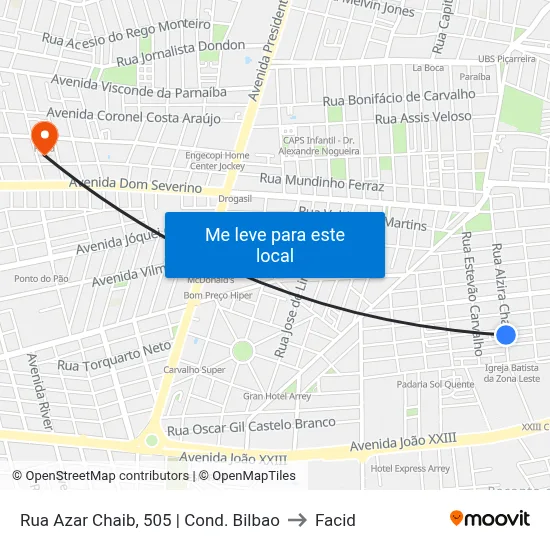 Rua Azar Chaib, 505 | Cond. Bilbao to Facid map