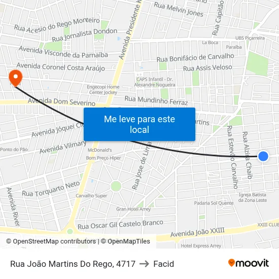 Rua João Martins Do Rego, 4717 to Facid map