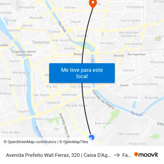 Avenida Prefeito Wall Ferraz, 320 | Caixa D'Agua Parque Piaui to Facid map