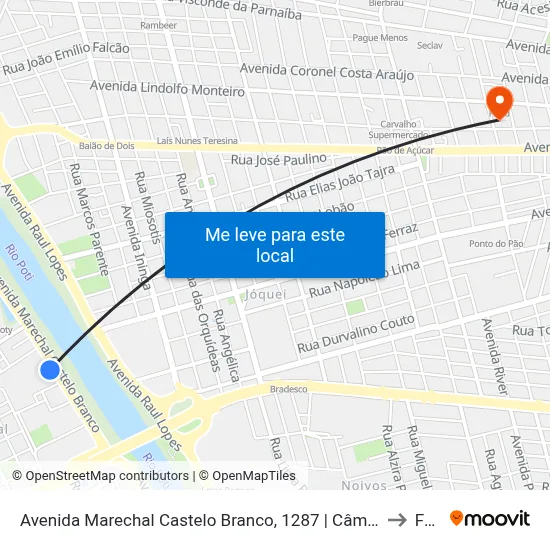 Avenida Marechal Castelo Branco, 1287 | Câmara Municipal De Teresina to Facid map