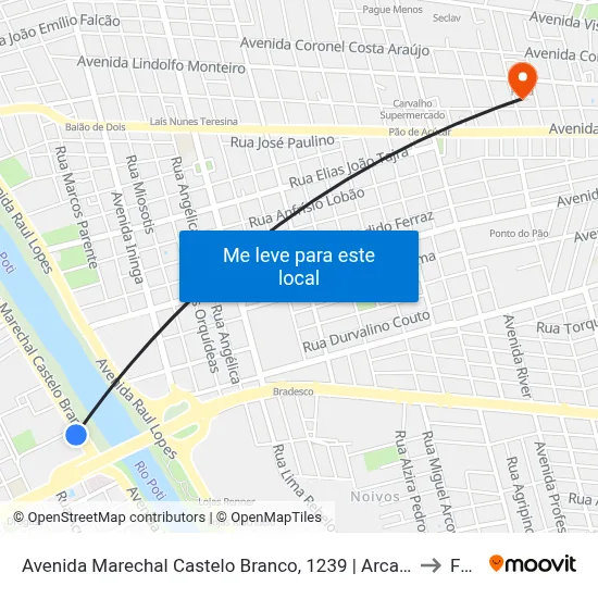 Avenida Marechal Castelo Branco, 1239 | Arca/Assembléia Legislativa to Facid map
